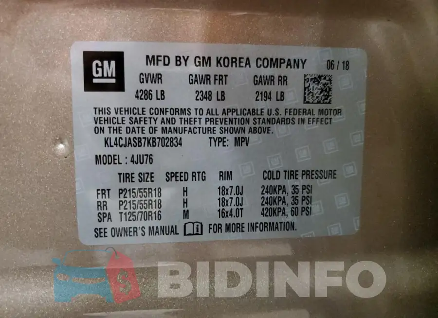 KL4CJASB7KB702834 Photo# 13