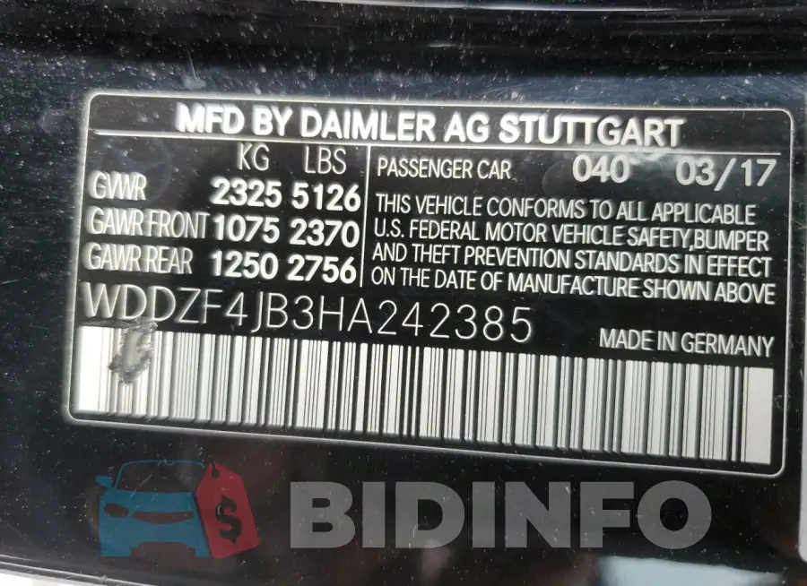 WDDZF4JB3HA242385 Photo# 12