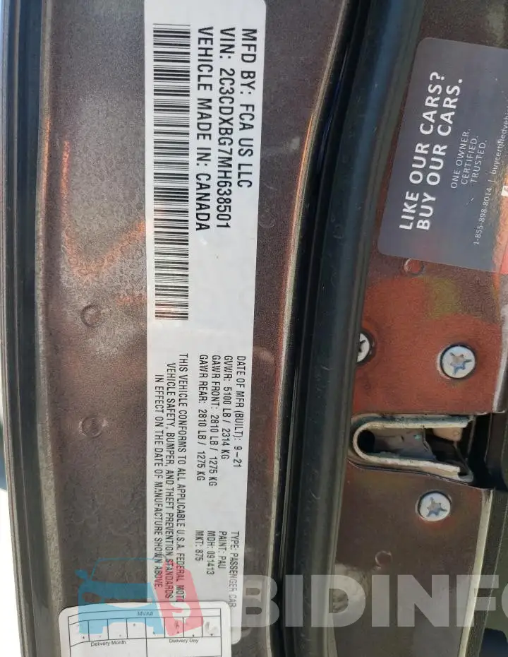 2C3CDXBG7MH638501 Photo# 13