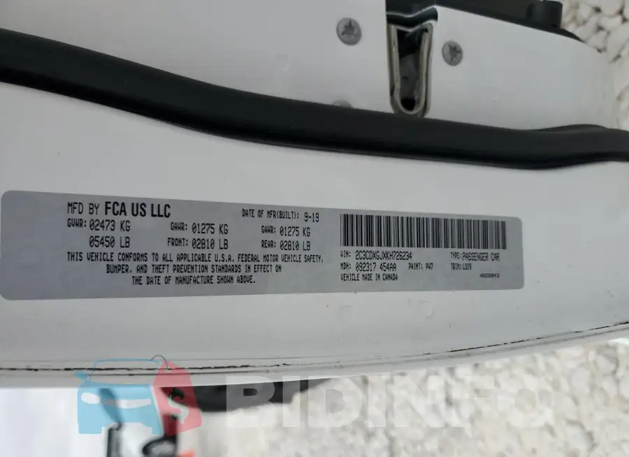 2C3CDXGJXKH726234 Photo# 12