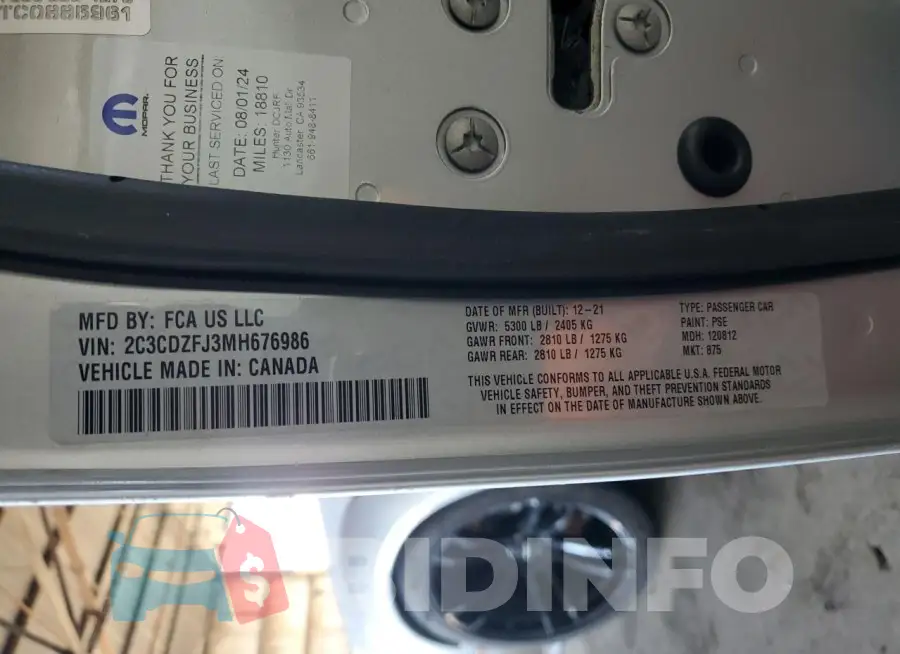 2C3CDZFJ3MH676986 Photo# 12