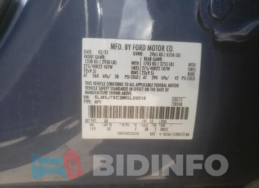 5LM5J7XC2MGL09518 Photo# 14