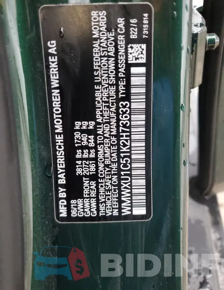 WMWXU1C51K2H73633 Photo# 12