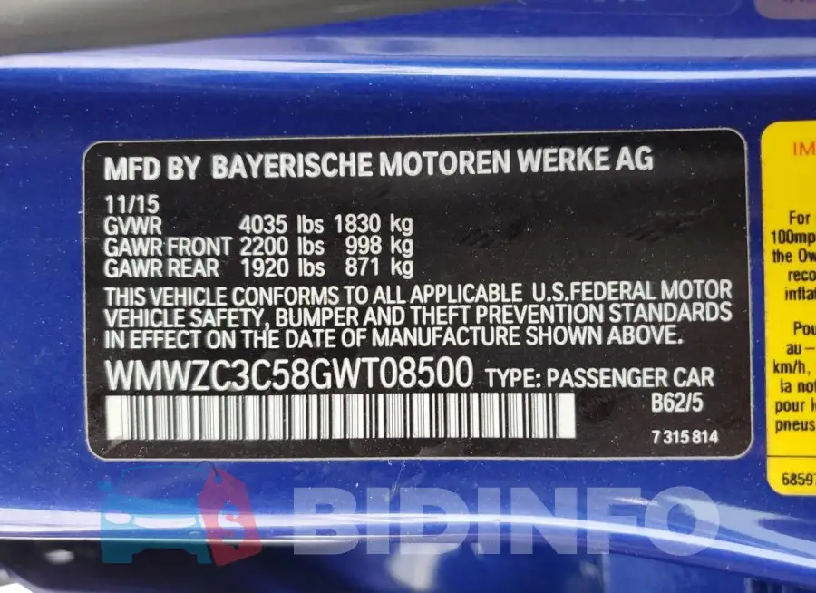 WMWZC3C58GWT08500 Photo# 13
