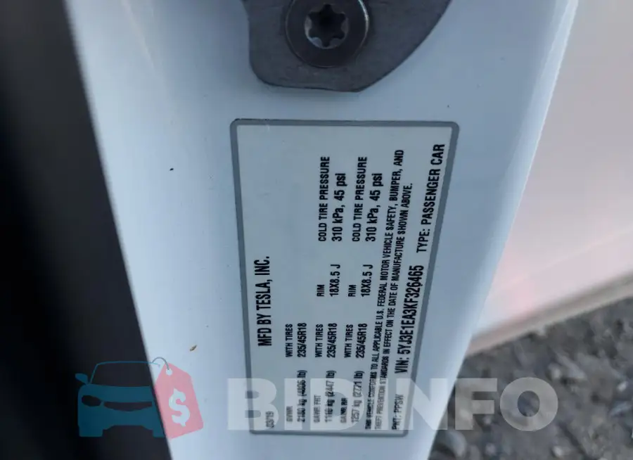 5YJ3E1EA3KF326465 Photo# 12