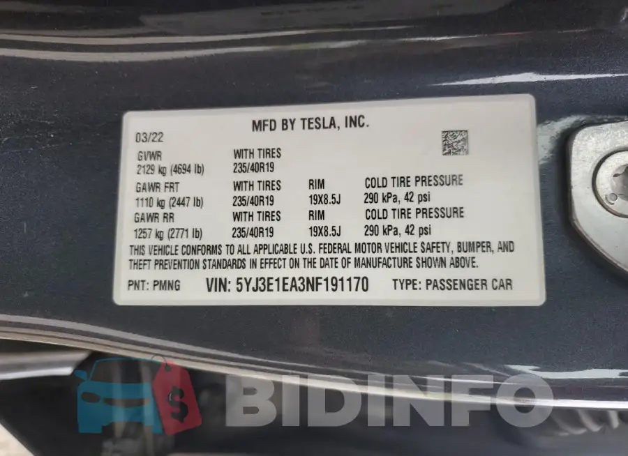 5YJ3E1EA3NF191170 Photo# 12