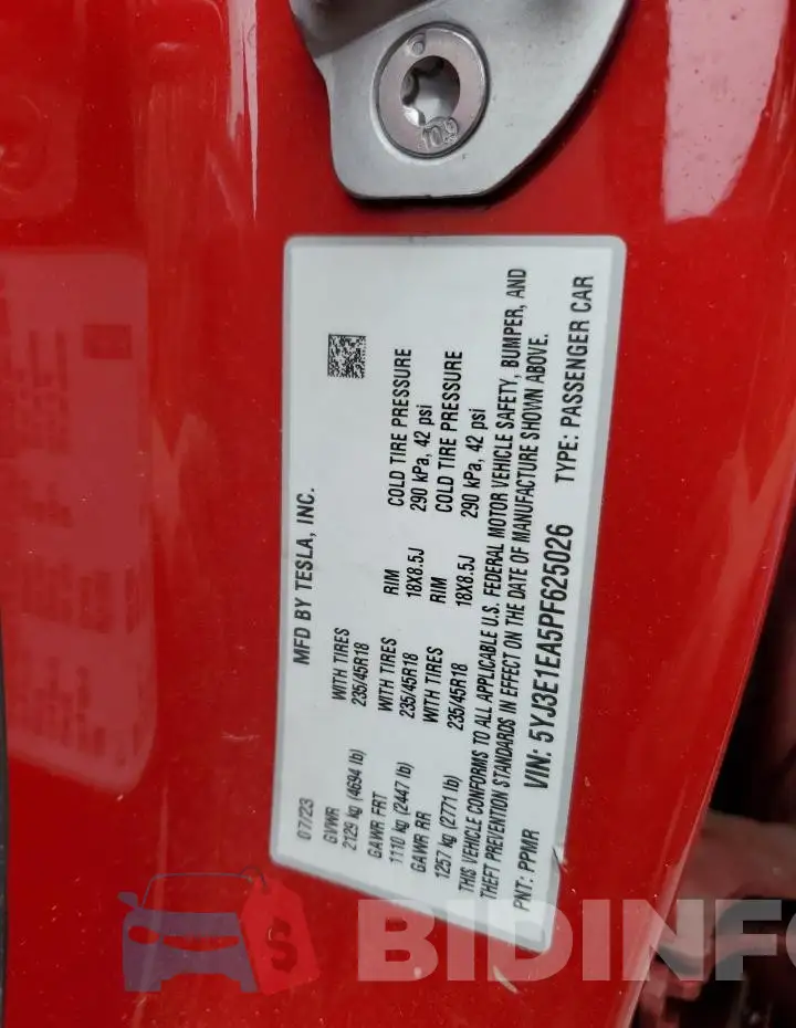 5YJ3E1EA5PF625026 Photo# 12