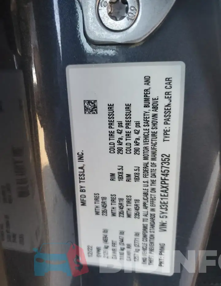 5YJ3E1EAXPF457352 Photo# 13