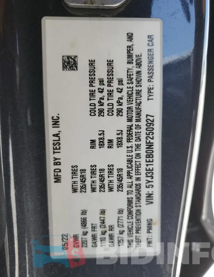5YJ3E1EB0NF250927 Photo# 12