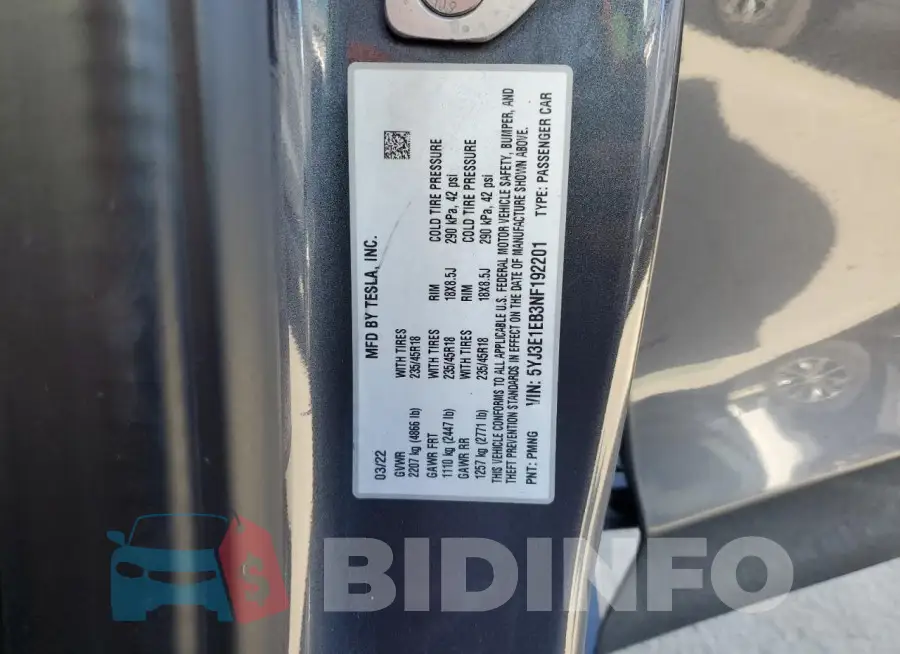 5YJ3E1EB3NF192201 Photo# 12