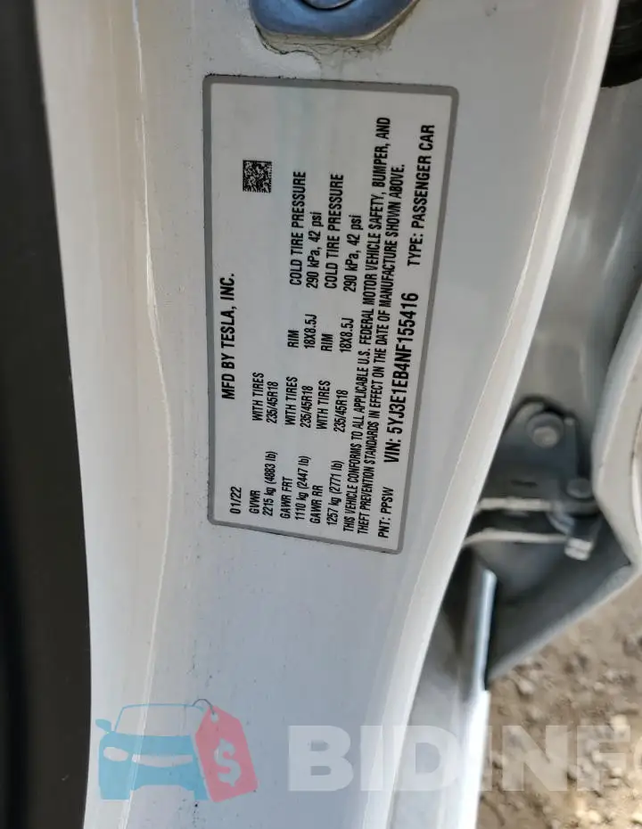 5YJ3E1EB4NF155416 Photo# 12