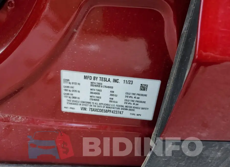 7SAXCDE58PF423747 Photo# 13