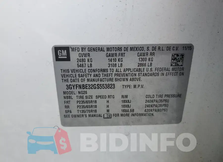 3GYFNBE32GS553823 Photo# 13