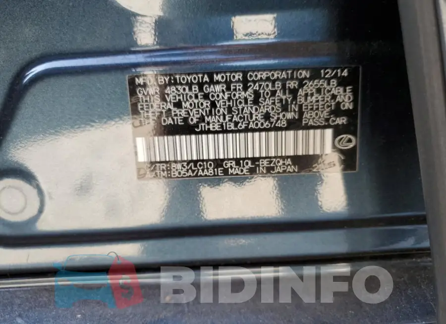 JTHBE1BL6FA006748 Photo# 12