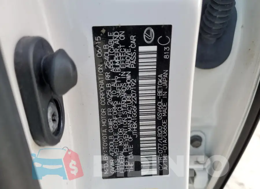JTHBK1GG6F2207192 Photo# 13