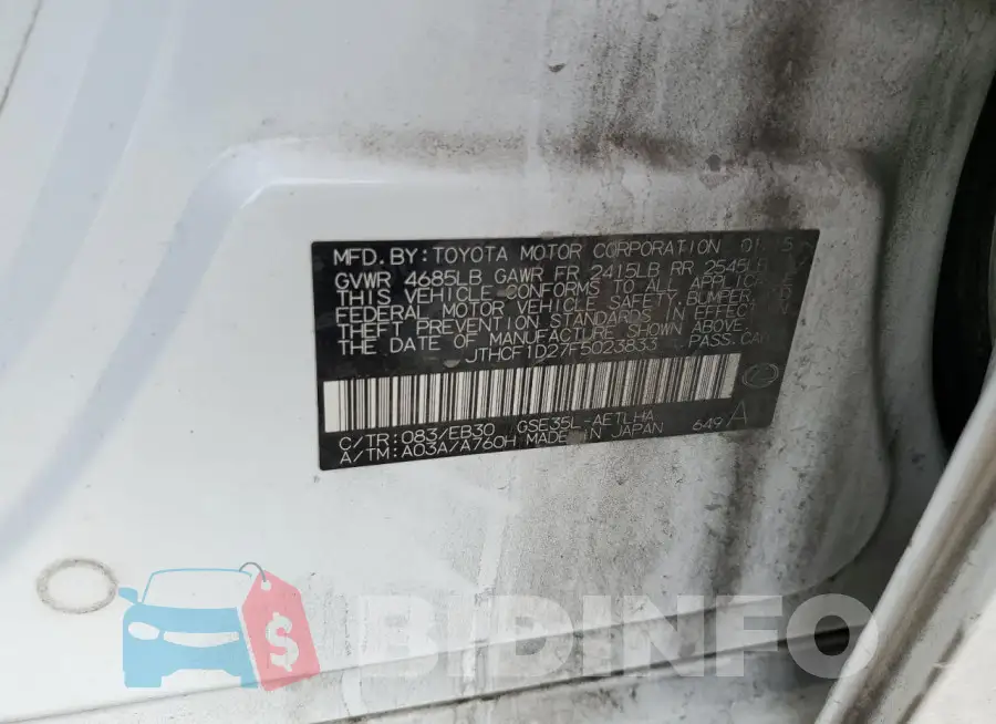 JTHCF1D27F5023833 Photo# 12