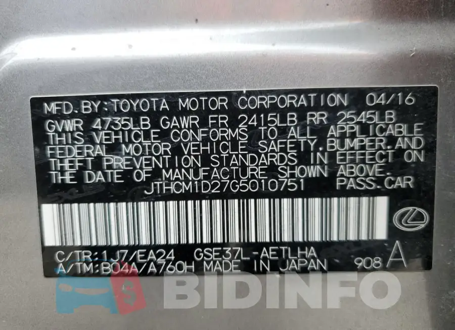 JTHCM1D27G5010751 Photo# 12