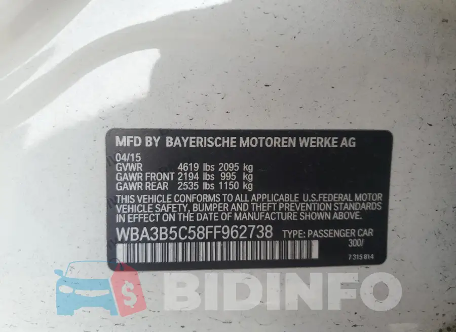 WBA3B5C58FF962738 Photo# 12