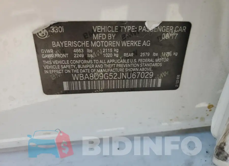 WBA8D9G52JNU67029 Photo# 12
