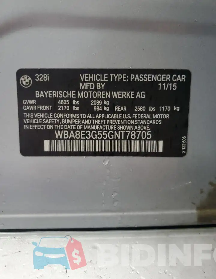 WBA8E3G55GNT78705 Photo# 12