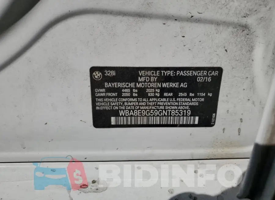 WBA8E9G59GNT85319 Photo# 13