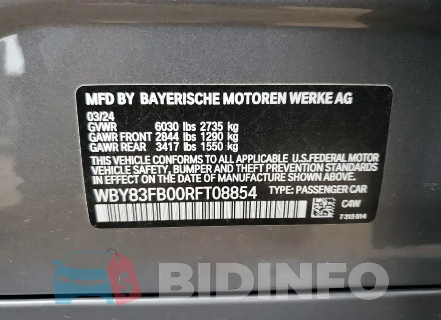 WBY83FB00RFT08854 Photo# 12
