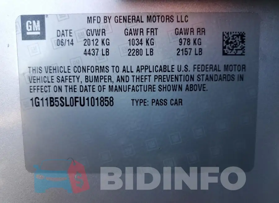 1G11B5SL0FU101858 Photo# 12
