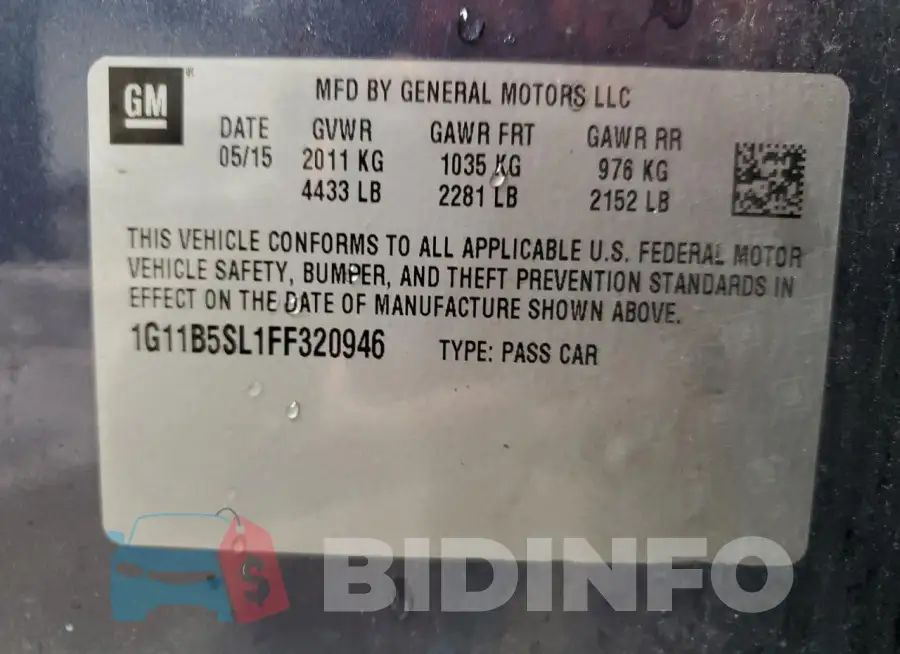1G11B5SL1FF320946 Photo# 13