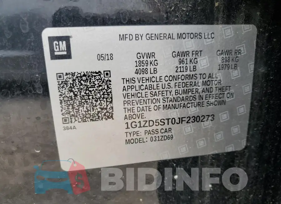 1G1ZD5ST0JF230273 Photo# 12