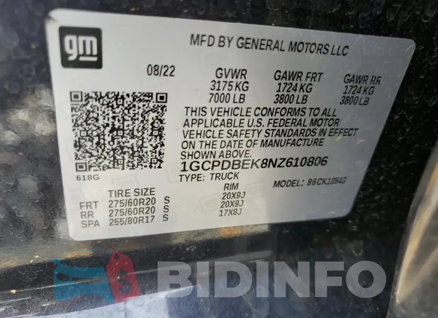 1GCPDBEK8NZ610806 Photo# 12