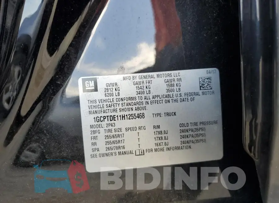 1GCPTDE11H1255468 Photo# 12
