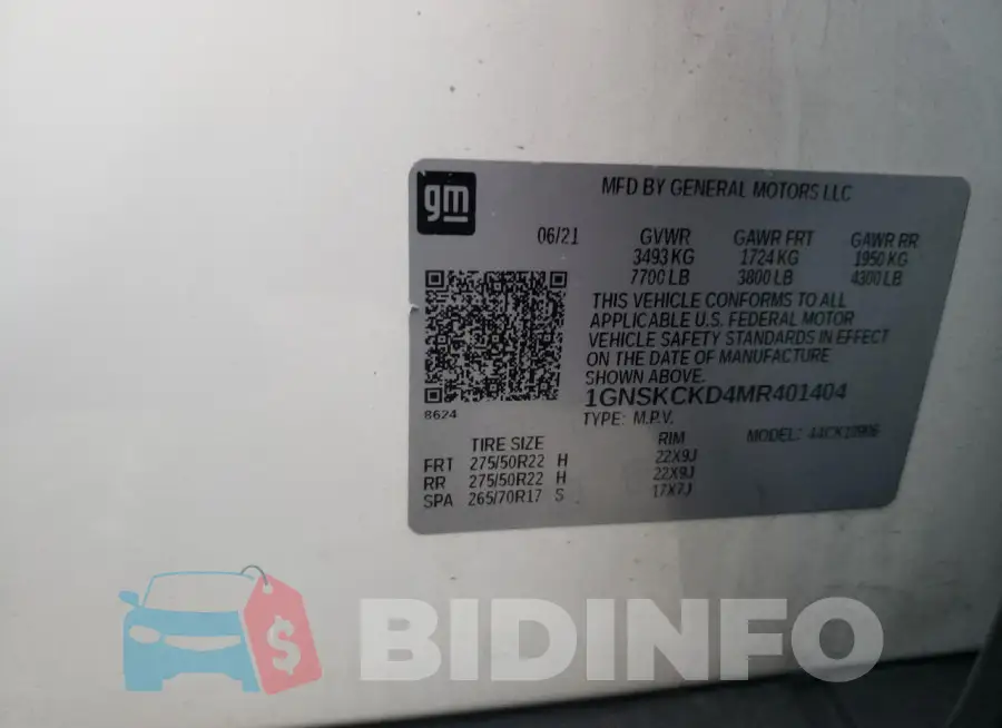 1GNSKCKD4MR401404 Photo# 14