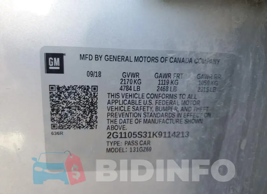 2G1105S31K9114213 Photo# 12