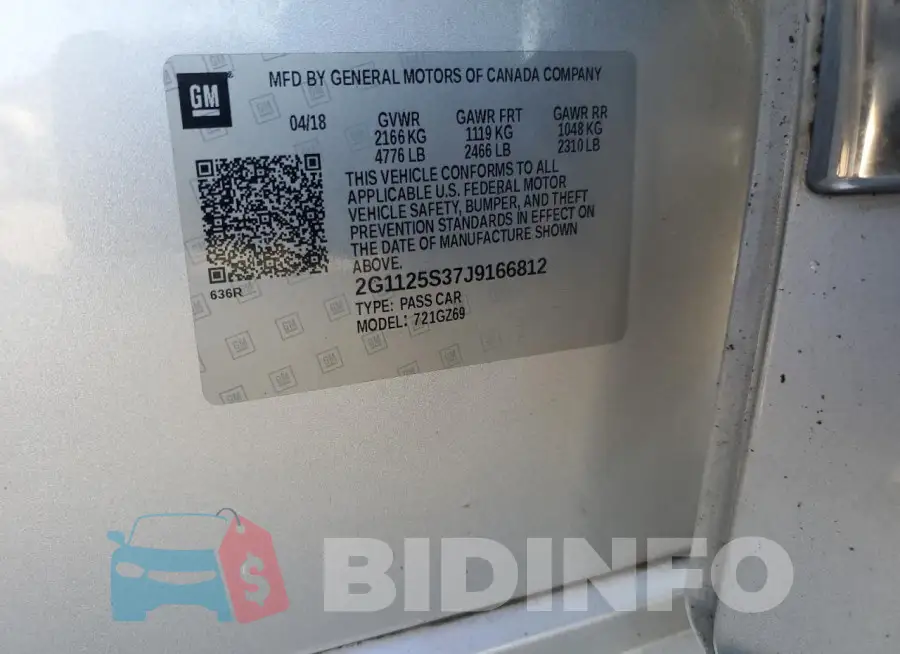2G1125S37J9166812 Photo# 12