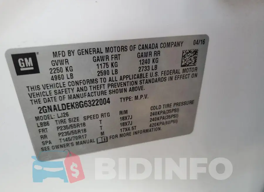 2GNALDEK8G6322004 Photo# 13