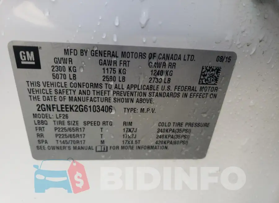 2GNFLEEK2G6103406 Photo# 13