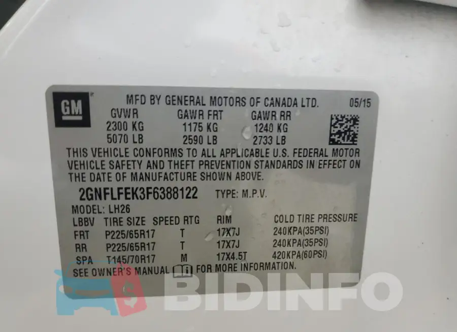 2GNFLFEK3F6388122 Photo# 13