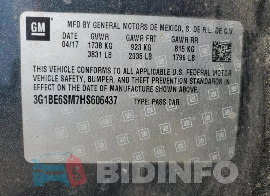 3G1BE6SM7HS606437 Photo# 13