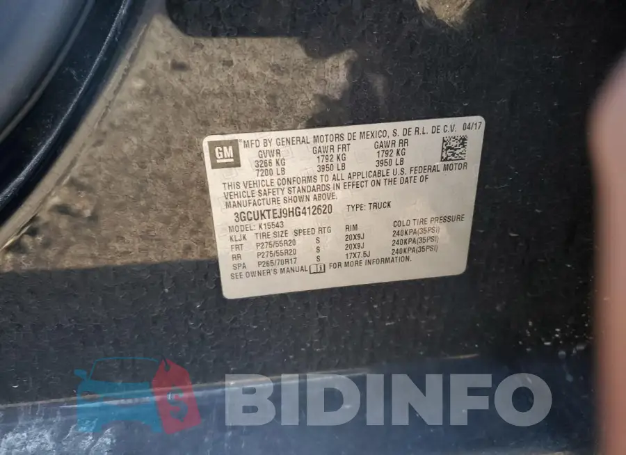 3GCUKTEJ9HG412620 Photo# 12