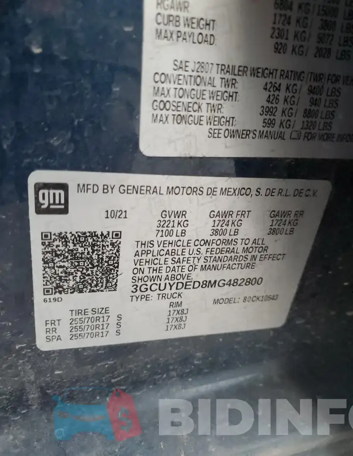 3GCUYDED8MG482800 Photo# 12