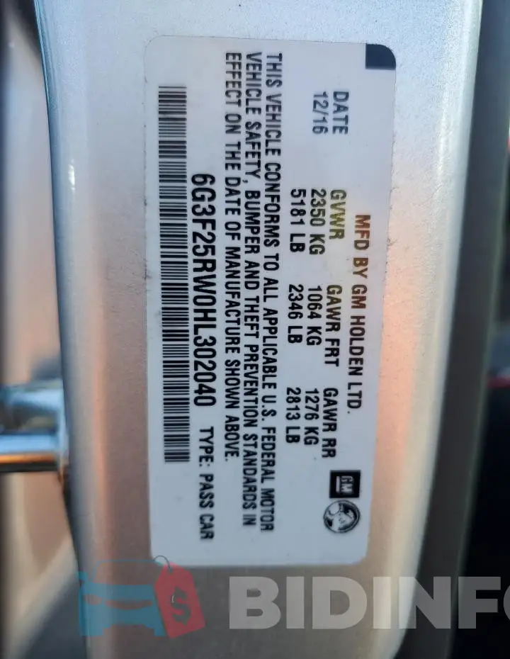 6G3F25RW0HL302040 Photo# 12