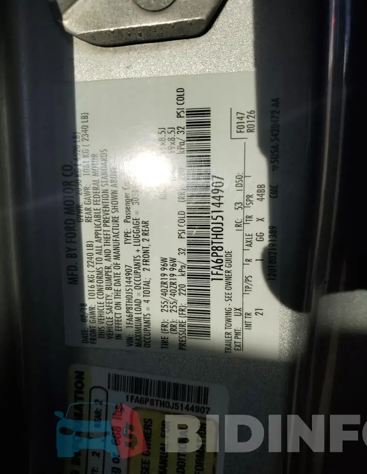 1FA6P8TH0J5144907 Photo# 12