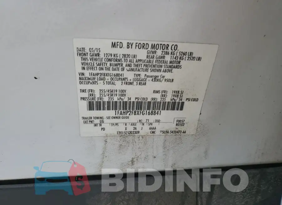 1FAHP2F8XFG168841 Photo# 12