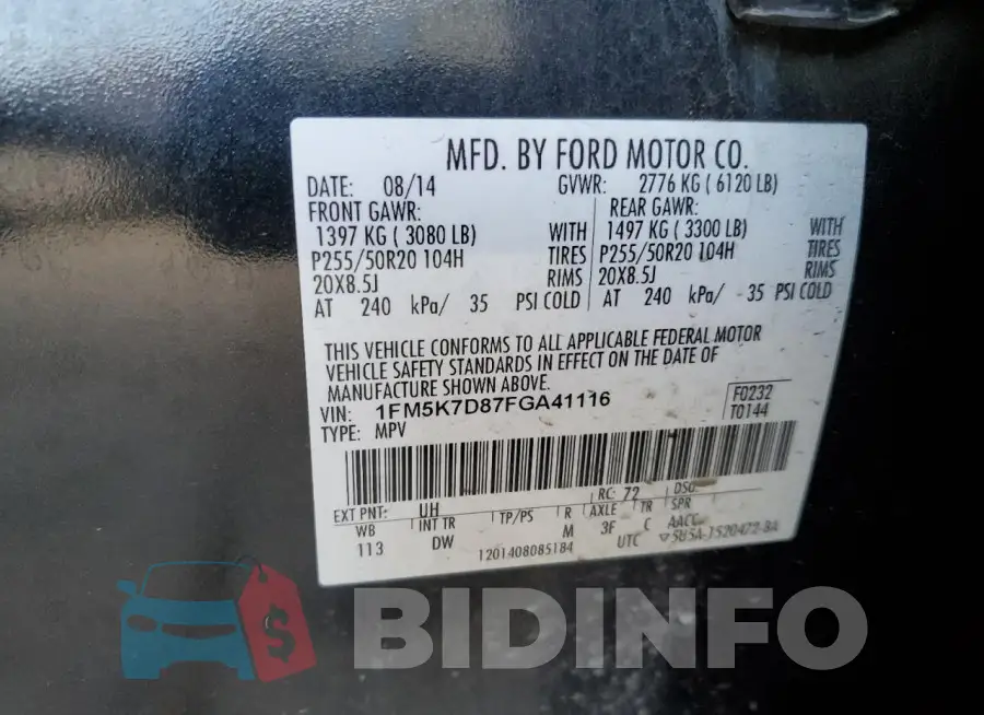 1FM5K7D87FGA41116 Photo# 13