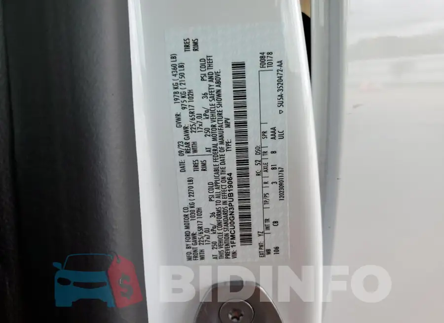 1FMCU0GN3PUB19064 Photo# 12