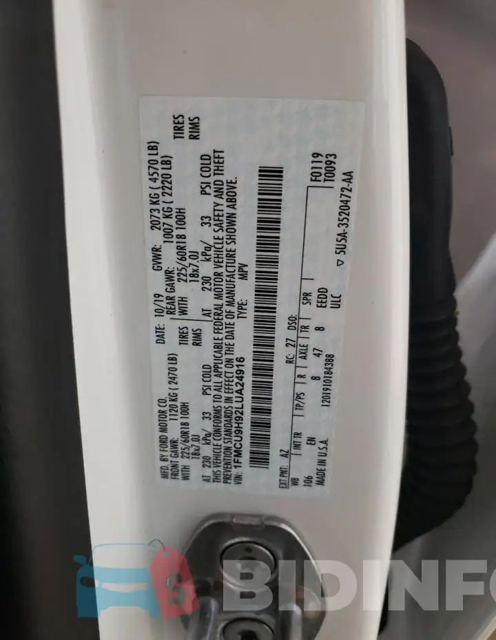 1FMCU9H92LUA24916 Photo# 13