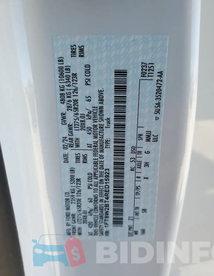 1FT8W2BT4RED15923 Photo# 13