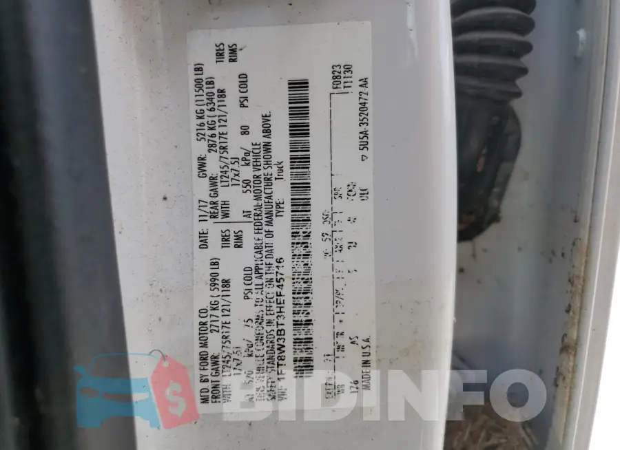 1FT8W3BT3HEF45716 Photo# 14