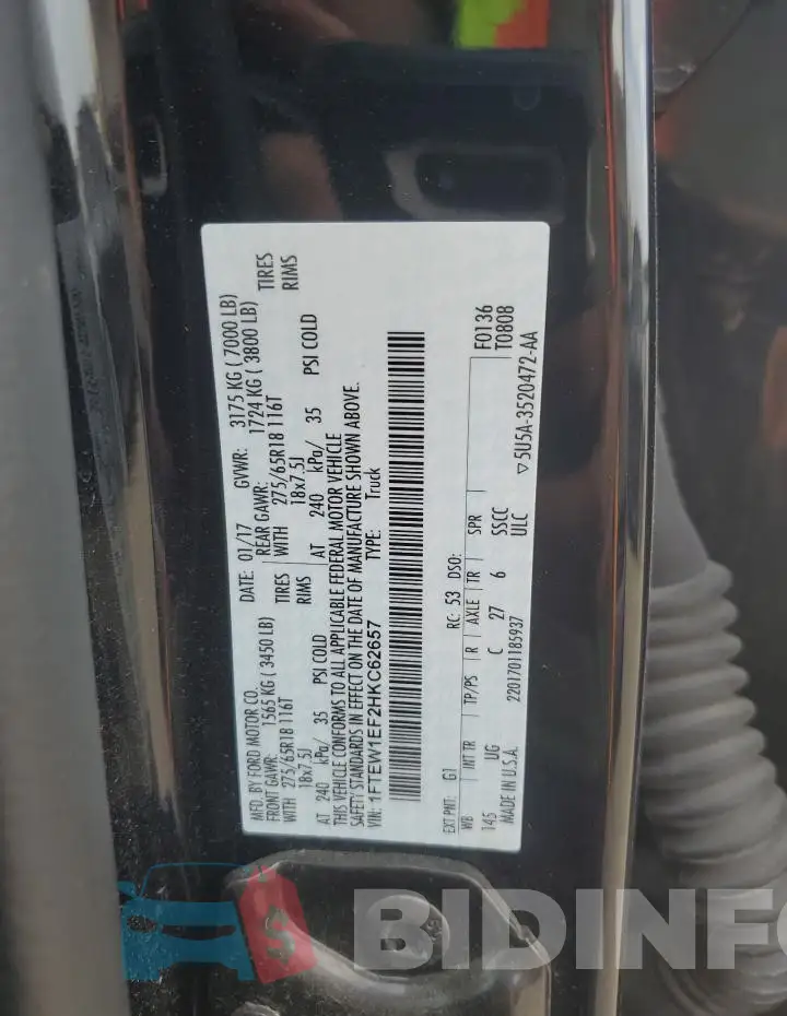 1FTEW1EF2HKC62657 Photo# 12