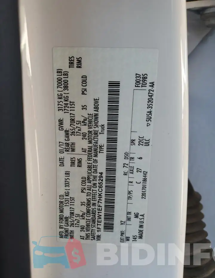 1FTEW1EF7HKC65294 Photo# 12